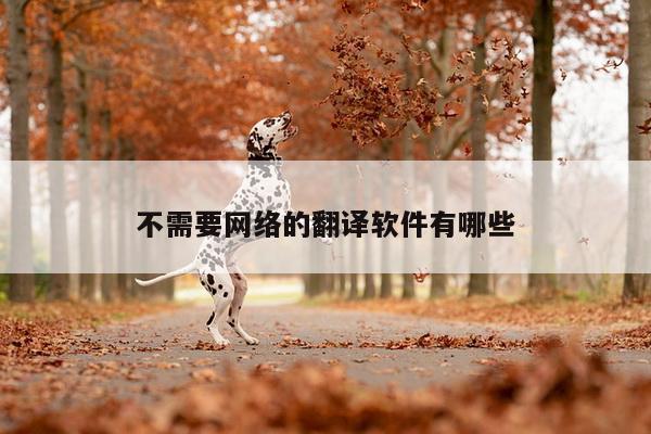 不需要网络的翻译软件有哪些