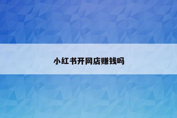 小红书开网店赚钱吗