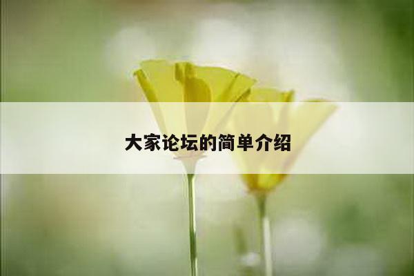 大家论坛的简单介绍