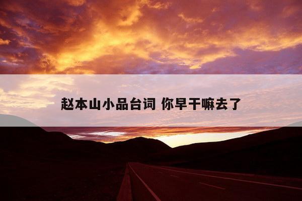 赵本山小品台词 你早干嘛去了