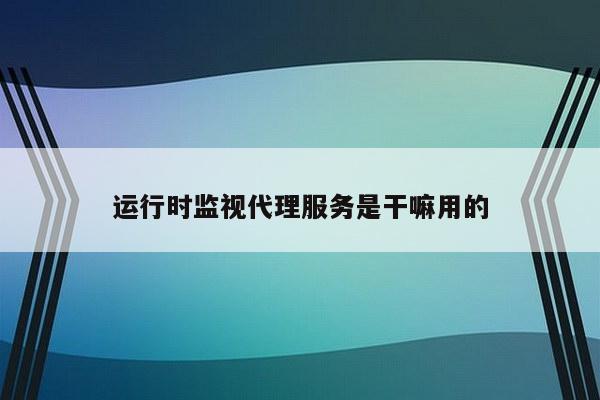运行时监视代理服务是干嘛用的